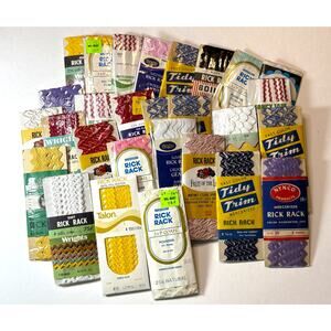 Lot of 26 Assorted Types of Rick Rack & 3 Lacy-Edge Bias Tape vn